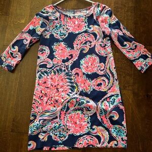 Lilly Pulitzer Navy and Pink Paisley Mini Dress